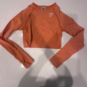 Gymshark Women’s Vital Seamless Orange Long Sleeve Cropped Shirt | Size Small